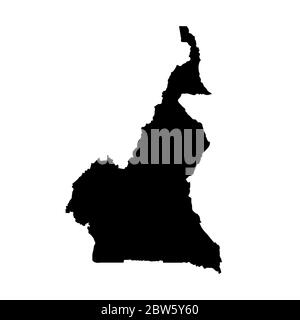 Carte vectorielle Cameroun. Illustration de vecteur isolé. Noir sur fond blanc. Illustration de l'EPS 10. Illustration de Vecteur