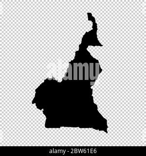 Carte vectorielle Cameroun. Illustration de vecteur isolé. Noir sur fond blanc. Illustration de l'EPS 10. Illustration de Vecteur