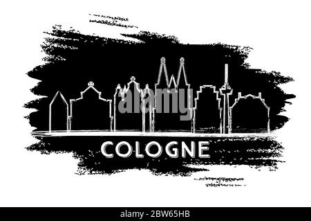 Silhouette de Cologne Allemagne. Esquisse dessinée à la main. Concept de voyage d'affaires et de tourisme avec architecture historique. Illustration vectorielle. Illustration de Vecteur