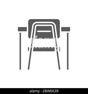 Bureau d'école et symbole d'icône de vecteur de chaise isolé sur fond blanc Illustration de Vecteur