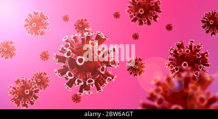Illustration 3D. Coronavirus 2019-ncov et virus avec cellules de la maladie. Banque D'Images