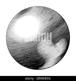 Pluton dessin à la main style vintage noir et blanc clipart isolé sur fond blanc. La planète dans le système solaire Illustration de Vecteur