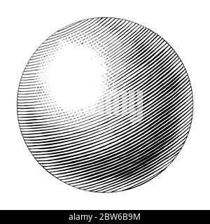 Uranus main dessin vintage style noir et blanc clipart isolé sur fond blanc. La septième planète du Soleil Illustration de Vecteur