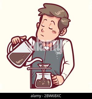Faire le café barista Illustration de Vecteur