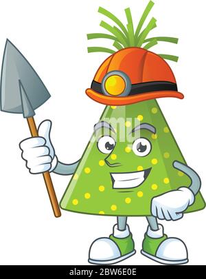 Chapeau de fête vert comme dessin de personnage de dessin animé mineur Illustration de Vecteur