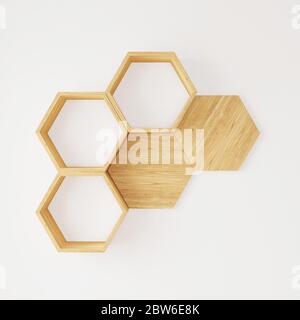 Tablettes hexagonales pour créer un espace de copie Banque D'Images