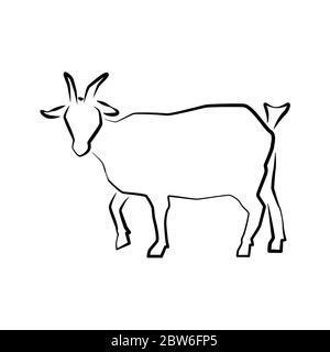 Icône de porc. Illustration vectorielle. Style dessiné à la main. Animaux de ferme. Logo de PIG sur toute la longueur isolé sur blanc. Illustration de Vecteur