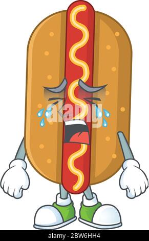 Un concept de dessin de personnage de dessin de hot dog pleurs Illustration de Vecteur