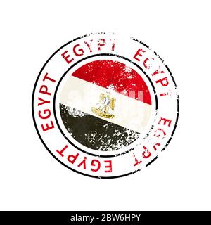 Signe d'Égypte, impression grunge vintage avec drapeau sur blanc Illustration de Vecteur