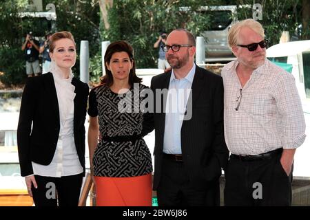 VENISE, ITALIE - AOÛT 31 : Evan Rachel Wood, Marisa Tomei, Paul Giamatti et Philip Seymour Hoffman assistent au 68e Festival du film de Venise Banque D'Images
