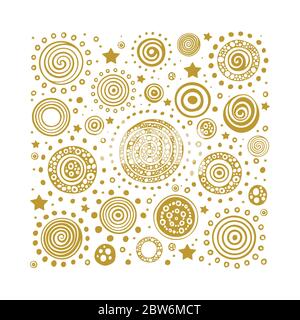 Soleil dessiné à la main motif vectoriel sans couture. Le soleil abstrait, les planètes et les étoiles dessèvent un arrière-plan infini. Partie de l'ensemble. Illustration de Vecteur