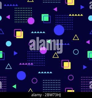 Motif Memphis sans couture à l'arrière-plan géométrique tendance. Motif moderne abstrait. Illustration de Vecteur