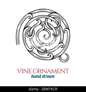 Décoration vigne. Illustration vectorielle de style vintage de vigne dessinée à la main. Décoration style rétro à dessin de vigne dessin gravure. Partie de l'ensemble. Illustration de Vecteur