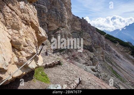 Italie Veneto - Dolomiti ampezzane - Astaldi chemin équipé - ligne fixe de corde Banque D'Images