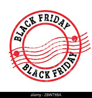 BLACK FRIDAY Red Black grungy rond timbre postal. Banque D'Images