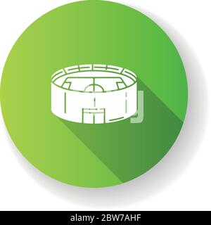 Stadium vert plat motif long ombre glyphe icône Illustration de Vecteur