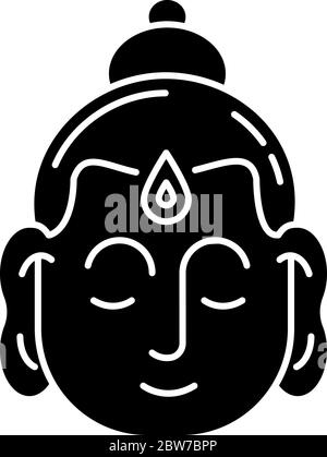 Gutama Buddha icône en glyphe noir Illustration de Vecteur