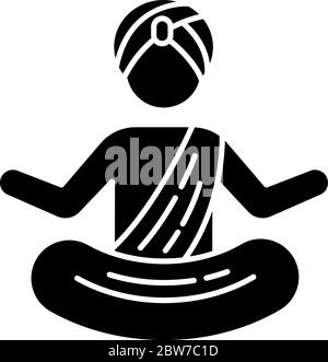 Icône de glyphe noir de Yogi in turban Illustration de Vecteur