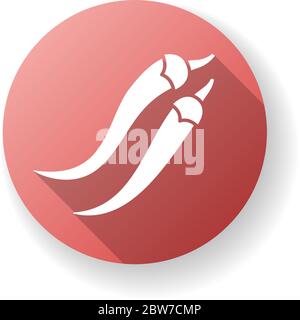 Piment rouge plat motif longue ombre glyphe icône Illustration de Vecteur