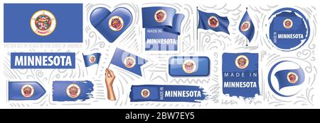 Ensemble vectoriel de drapeaux de l'état américain du Minnesota dans différents modèles Illustration de Vecteur