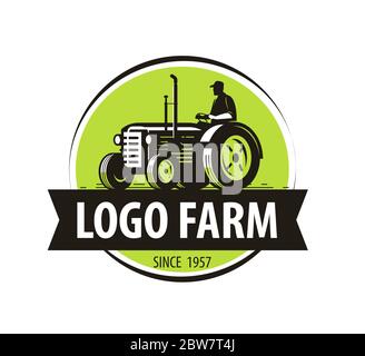 Logo tracteur agricole. Agriculture, illustration vectorielle agricole Illustration de Vecteur