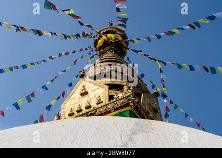 Swayambhu Stupa également connu sous le nom de Temple des singes, Katmandou, Népal, népalais, Asie, Asie, pays himalayen, Himalaya. Banque D'Images