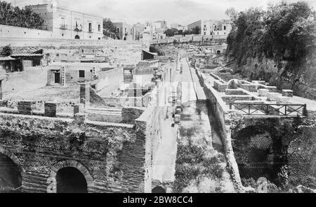 Herculaneum une ancienne ville romaine détruite par des coulées pyroclastiques volcaniques en 79 A.D . Les fouilles . 17 mars 1927 Banque D'Images