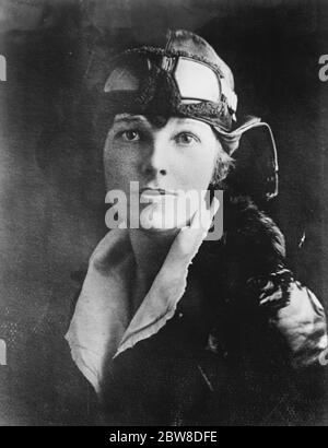 Femme dans l'Atlantique volant venture . Mlle Earhart en 1918 . Banque D'Images
