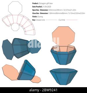 Boîte cadeau Octagon modèle découpe vecteur Illustration de Vecteur