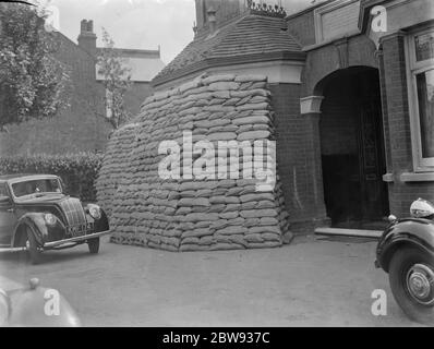 Protection des sacs de sable pour l'hôpital Livingstone de Gravesend , Kent . 1939 Banque D'Images