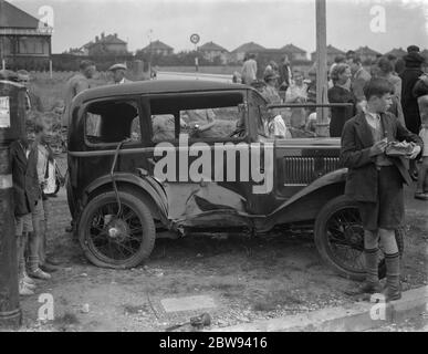 Un accident à Blackfen , Londres . 1938 Banque D'Images