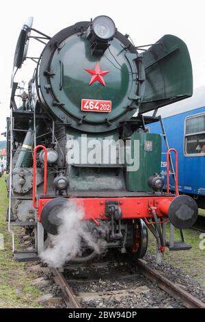 Locomotive d'époque. Exposition des vieilles locomotives et des trains. Banque D'Images