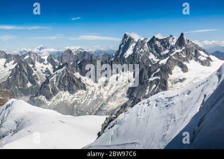 Grand massif Jorasses de l'aiguille du midi, Chamonix-Mont-blanc, France Banque D'Images