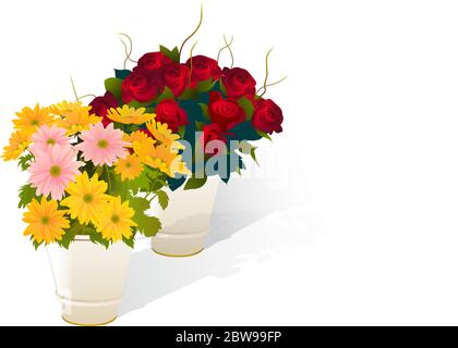 Illustration du pot de fleurs, avec un vecteur de fond blanc Illustration de Vecteur