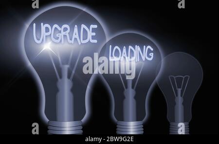 Mise à niveau de l'écriture manuscrite chargement. Avancement conceptuel de photo d'applications à des outils plus améliorés Banque D'Images