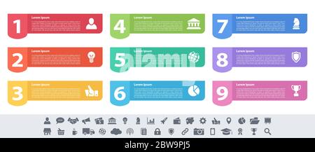 Infographic design business concept vector illustration avec 9 étapes ou options ou processus représentent le flux de travail ou d'un diagramme ou bannière bouton web Illustration de Vecteur