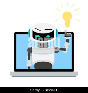 Aide en ligne bot, conseils et guide Web. Support bot en ligne, conception de chat service avec robot, ai aide virtuelle chat, illustration vectorielle Illustration de Vecteur