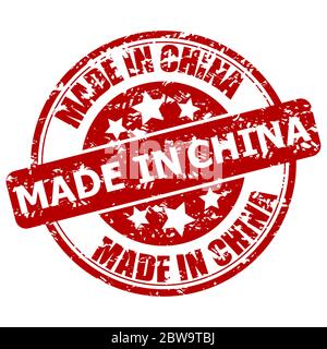 Fabriqué en chine, élément fabriqué en caoutchouc. Timbre chine garantie, produit et fabriqué, fabrication d'empreinte de sceau, illustration vectorielle Illustration de Vecteur