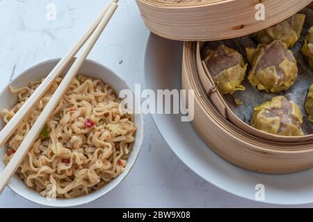 Bœuf siu mai avec nouilles Banque D'Images