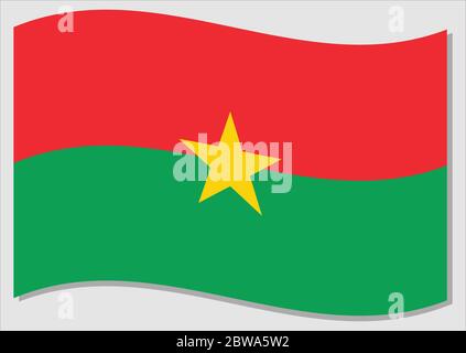 Drapeau de l'agité du Burkina Faso graphique vectoriel. Illustration du drapeau burkinabe. Drapeau du Burkina Faso wavin dans le vent est un symbole de liberté et Illustration de Vecteur