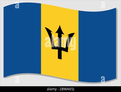 Drapeau de la Barbade graphique vectoriel. Illustration du drapeau barbadien. Drapeau de la Barbade wavin dans le vent est un symbole de liberté et d'indepen Illustration de Vecteur