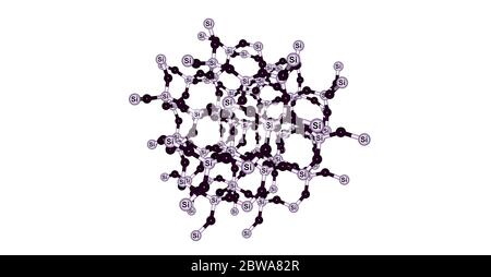 Le quartz est un minéral composé d'atomes de silicium et d'oxygène dans un cadre continu de tétraèdres d'oxygène de silicium SiO4. illustration 3d Banque D'Images