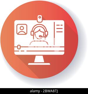 Séminaire en ligne rouge plat motif longue ombre glyphe icône Illustration de Vecteur