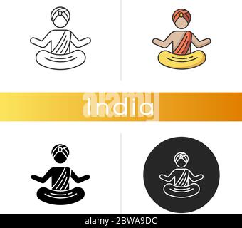 Icône Yogi in turban Illustration de Vecteur
