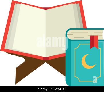 livres saints du coran sur le stand, vacances musulmanes, concept de ramadan kareem Illustration de Vecteur