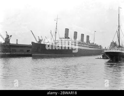 La SS Aquitania à Southampton le 4 septembre 1920 Banque D'Images