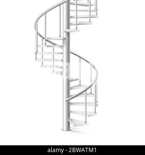 Escalier en spirale objet 3d réaliste sur fond blanc Illustration de Vecteur