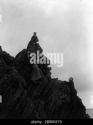 Le tournage de ' The Manxman ' , un conte d'amour étoilé sur l' île de Man . Réalisé par George Loane Tucker et avec Elisabeth Risdon . 1916 Banque D'Images