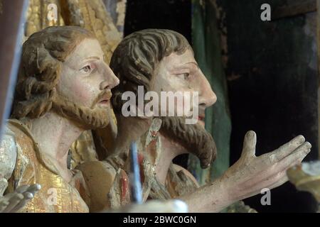 Les âmes dans les statues de purgatoire sur l'autel de la Sainte Croix dans l'église notre-Dame de Jérusalem à Trski Vrh à Krapina, Croatie Banque D'Images