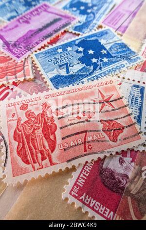 Timbres d'époque des États-Unis Banque D'Images